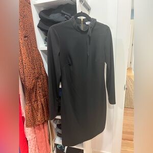 Calvin Klein Black Sheath Dress with Mandarin Collar